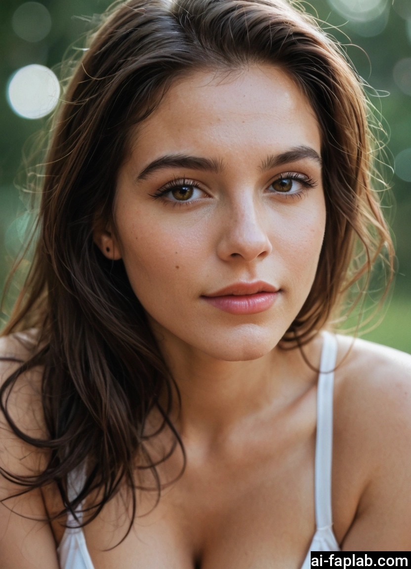 1girl, solo, photo (medium), brown eyes, brown hair, breasts