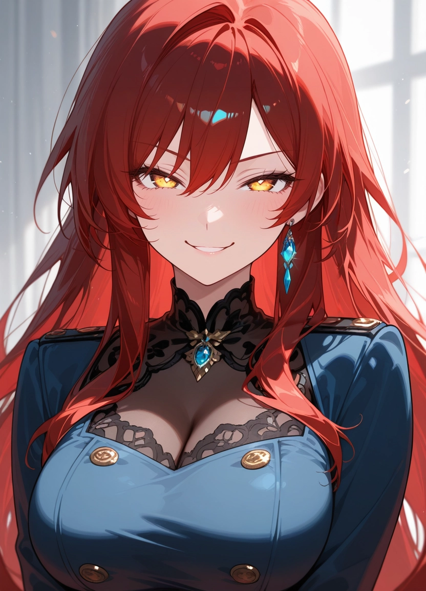 1girl, solo, breasts, smile, jewelry, earrings · Yamete.gg