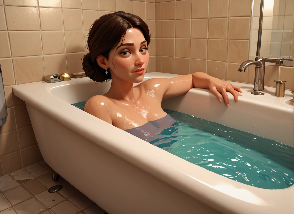 1girl, brown hair, solo, brown eyes, tile wall, tiles · Yamete.gg