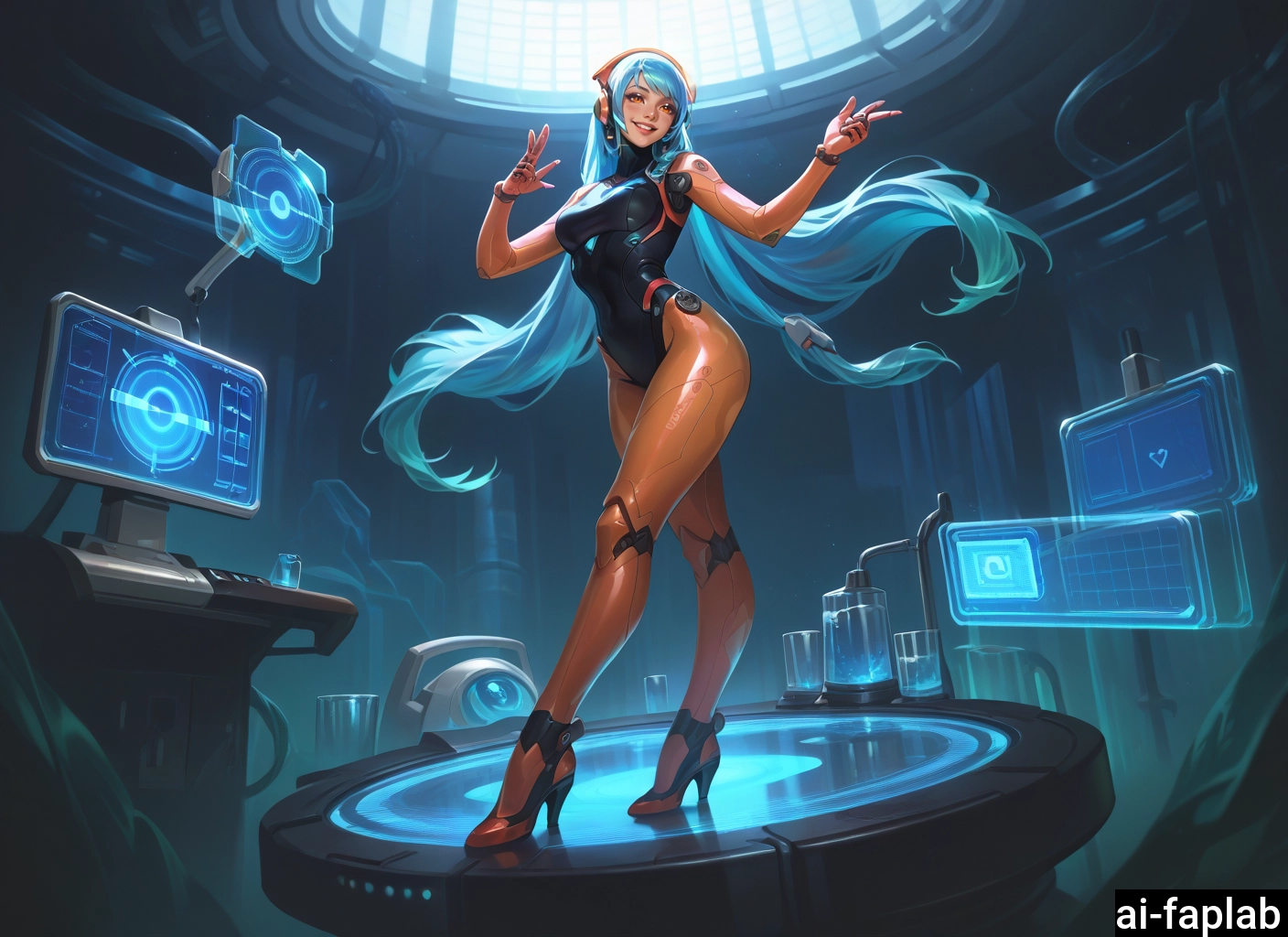1girl, long hair, solo, high heels, double v, very long hair