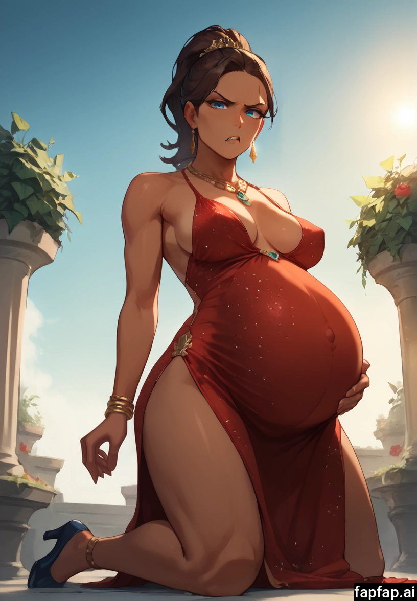 1girl, jewelry, breasts, dress, high heels, pregnant · Yamete.gg