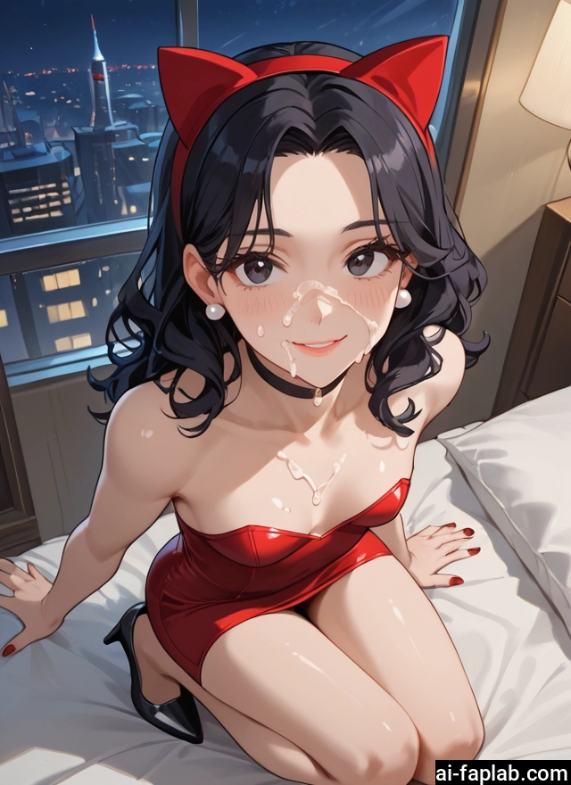 1girl, breasts, cum, solo, facial, dress · Yamete.gg