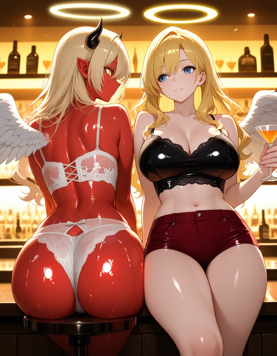 ass, breasts, multiple girls, 2girls, blonde hair, underwear · Yamete.gg
