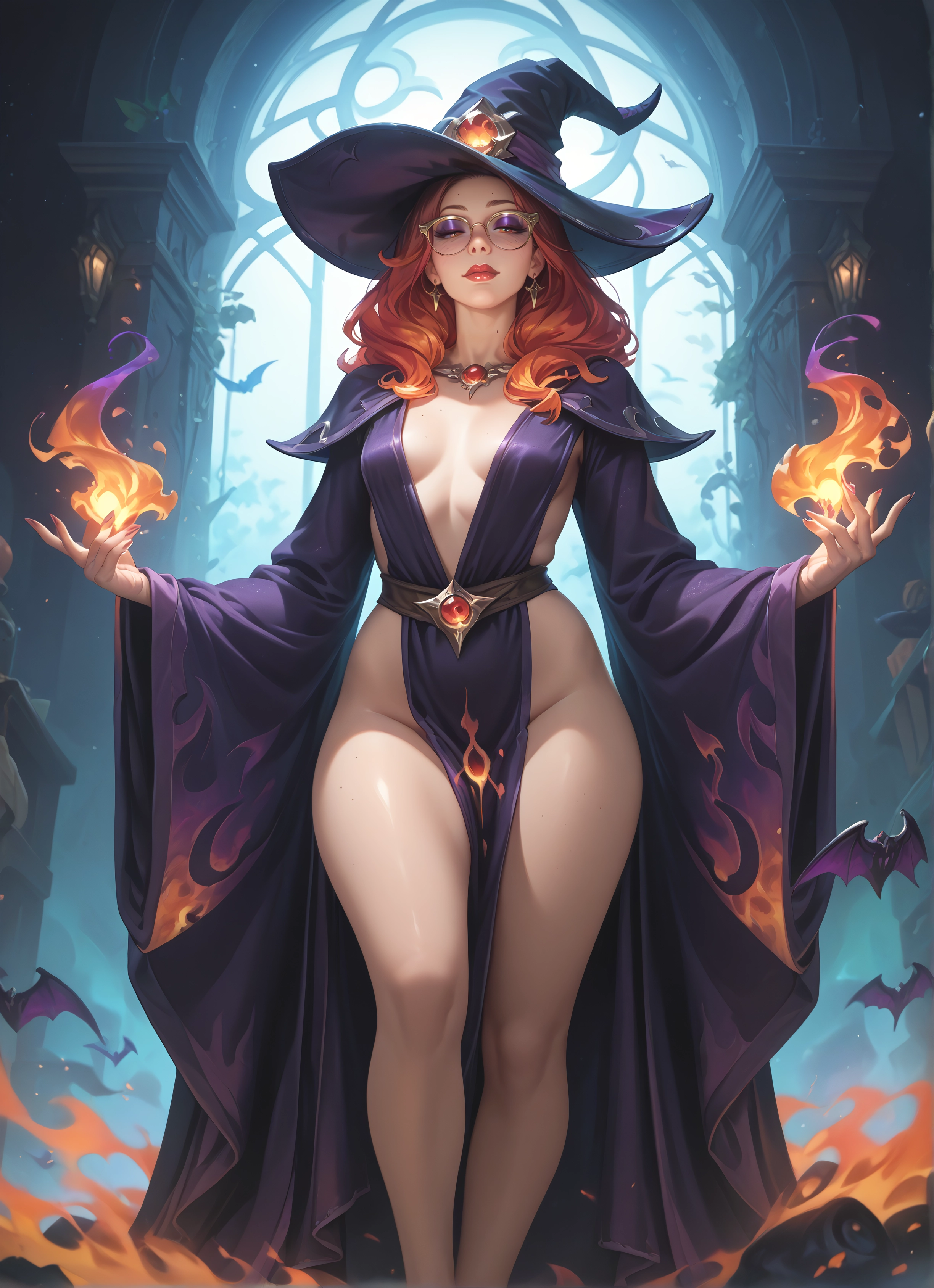 1girl, hat, breasts, witch hat, jewelry, solo · Yamete.gg