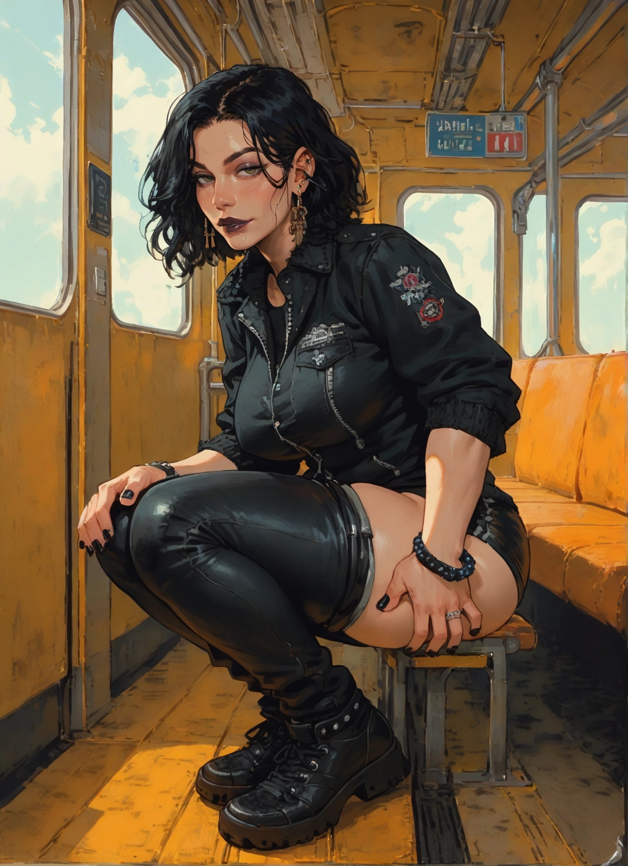 1girl, jewelry, black hair, earrings, ring, bracelet · Yamete.gg