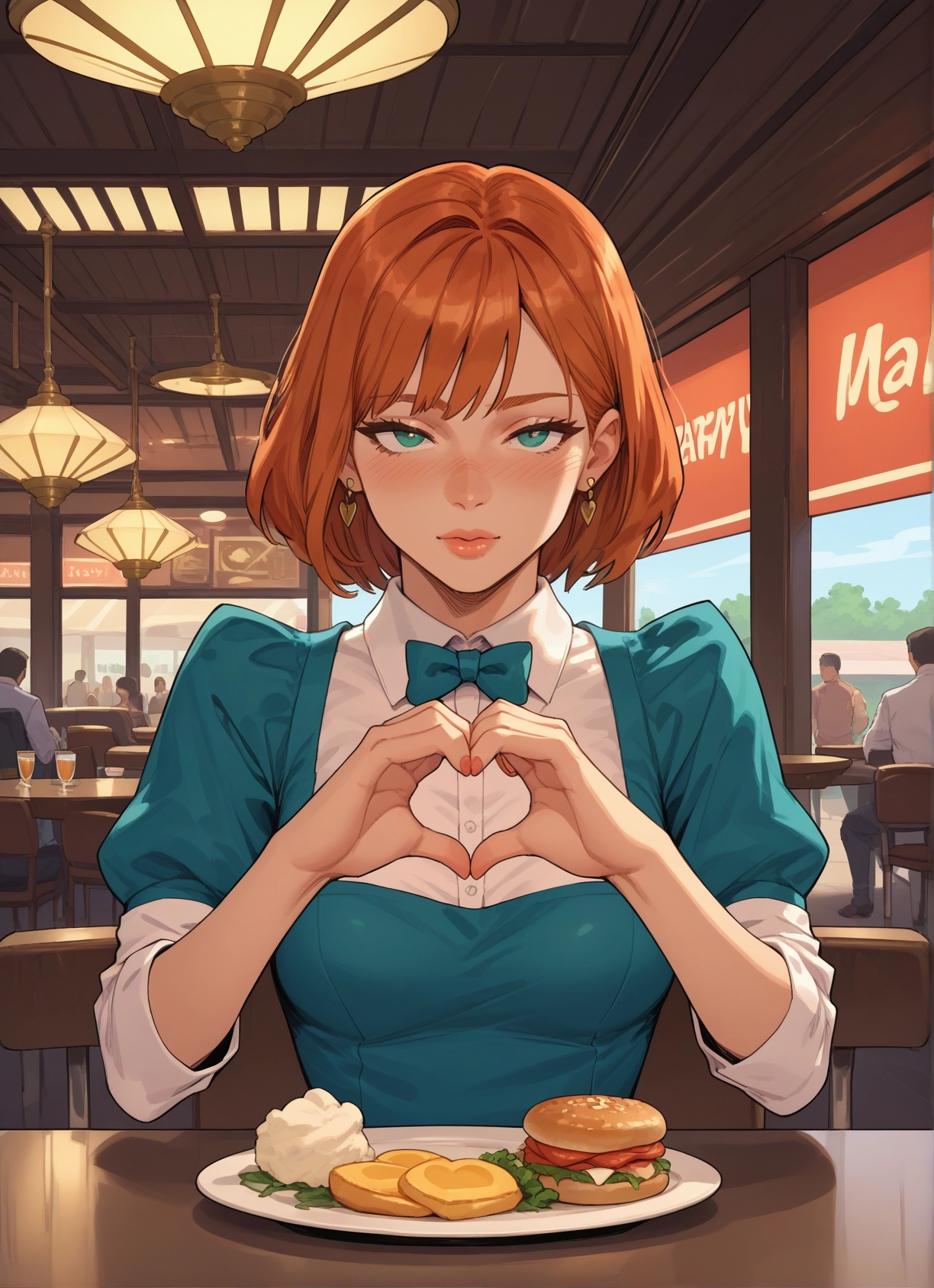 food, heart, earrings, heart hands, jewelry, restaurant · Yamete.gg