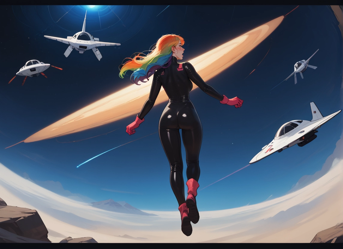 1girl, long hair, orange hair, bodysuit, ass, multicolored hair · Yamete.gg