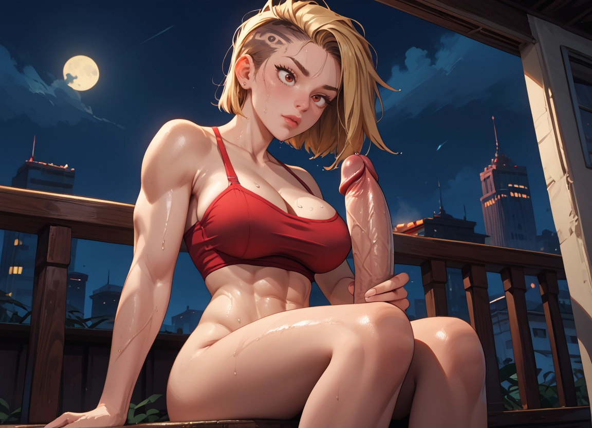 futanari, 1girl, uncensored, penis, breasts, night · Yamete.gg