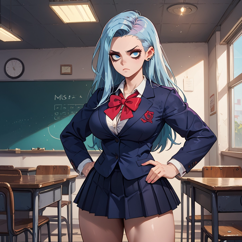 1girl, skirt, earrings, long hair, blue eyes, pantyhose · Yamete.gg