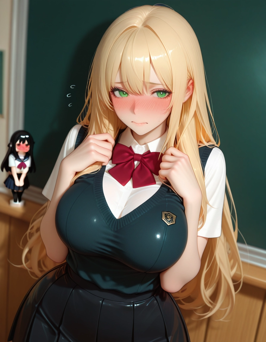 multiple girls, 2girls, breasts, blonde hair, blush, green eyes · Yamete.gg