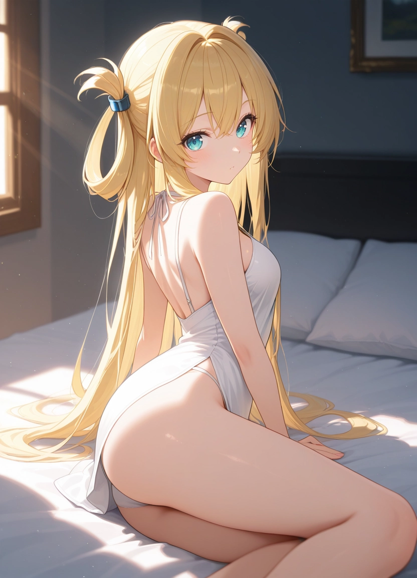 1girl, long hair, blonde hair, solo, looking at viewer, underwear · Yamete.gg