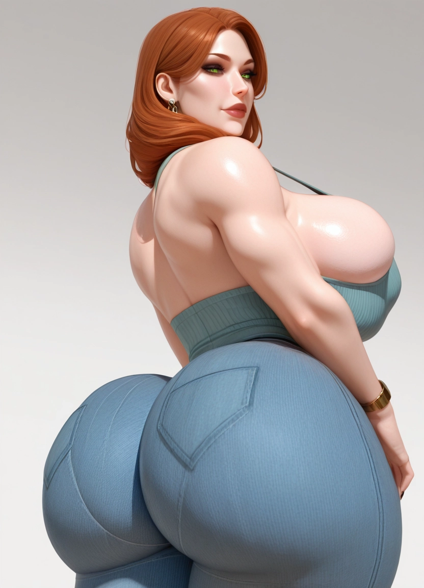 1girl, breasts, ass, solo, jewelry, huge ass