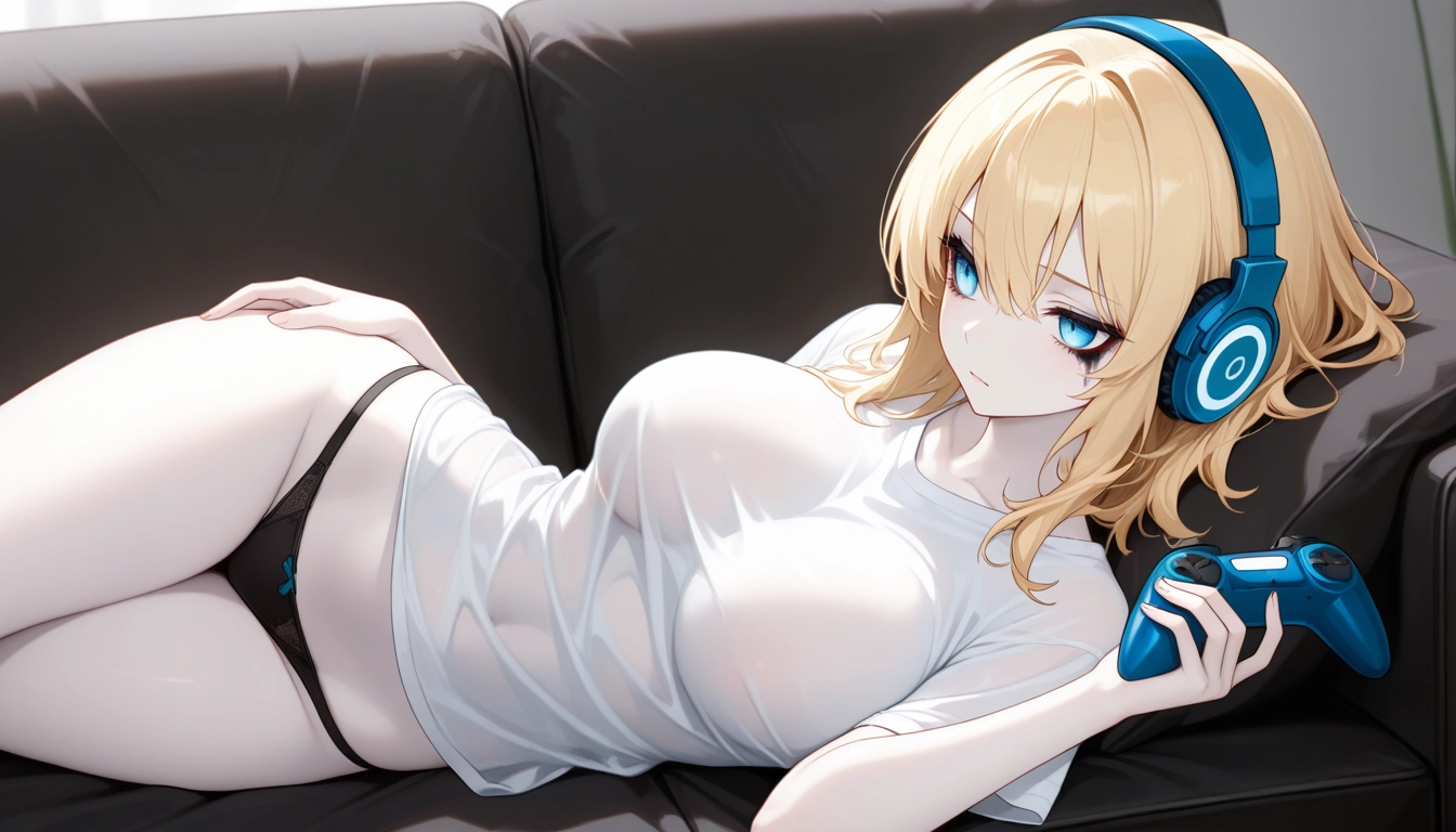1girl, lying, underwear, breasts, panties, solo · Yamete.gg