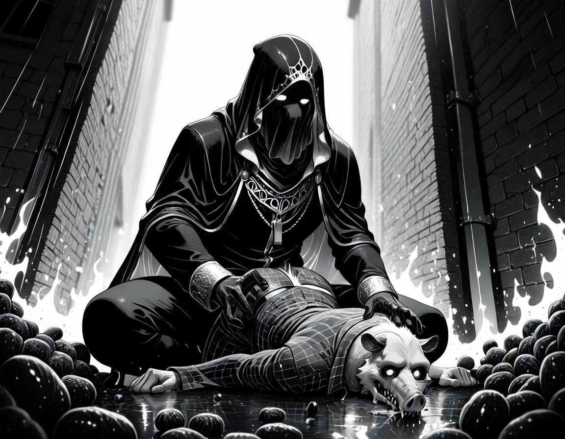 monochrome, greyscale, sitting, 1boy, male focus, solo · Yamete.gg