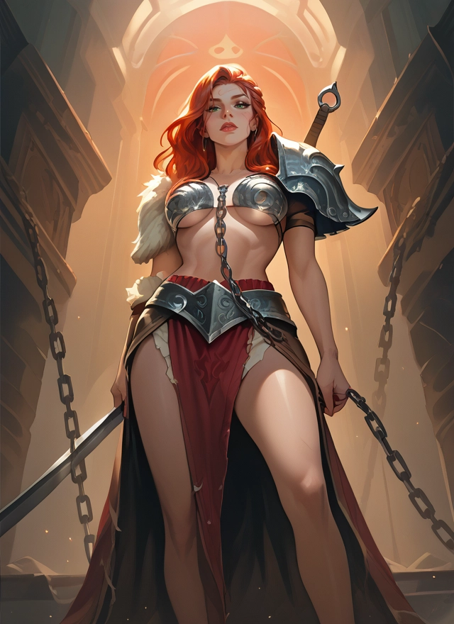 1girl, weapon, breasts, sword, armor, solo · Yamete.gg