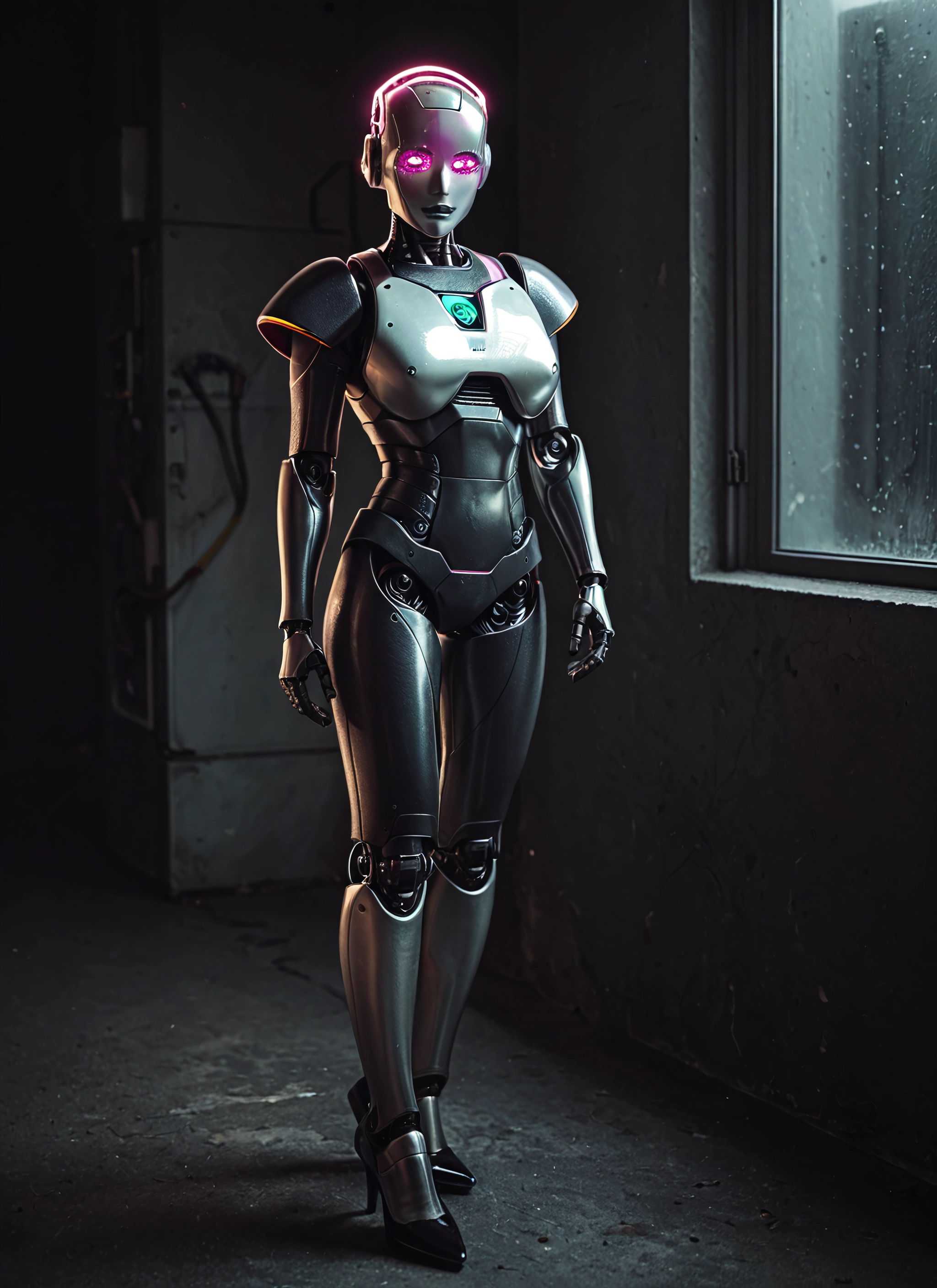 1girl, solo, glowing, glowing eyes, science fiction, pink eyes · Yamete.gg