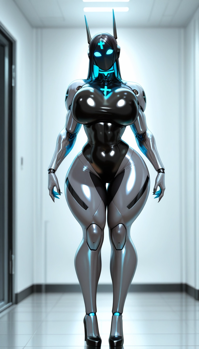 1girl, breasts, solo, glowing, long hair, bodysuit