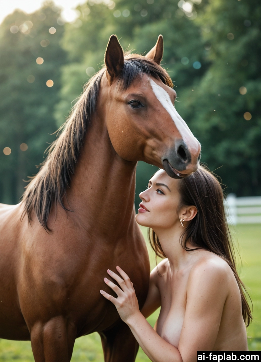 1girl, horse, nude, long hair, brown hair, jewelry · Yamete.gg