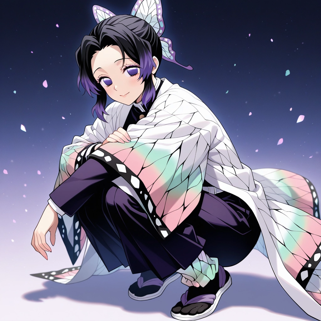 1girl, solo, hair ornament, butterfly hair ornament, japanese clothes, demon slayer uniform · Yamete.gg