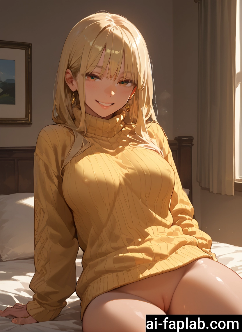 1girl, breasts, sweater, solo, smile, jewelry · Yamete.gg