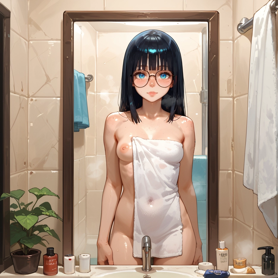 1girl, breasts, nipples, solo, glasses, nude · Yamete.gg