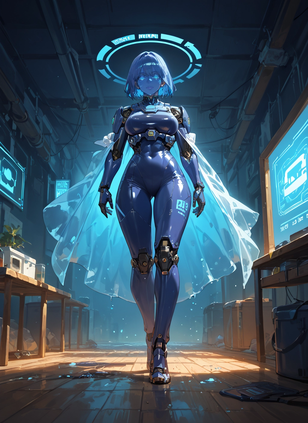 1girl, solo, breasts, bodysuit, short hair, blue eyes · Yamete.gg