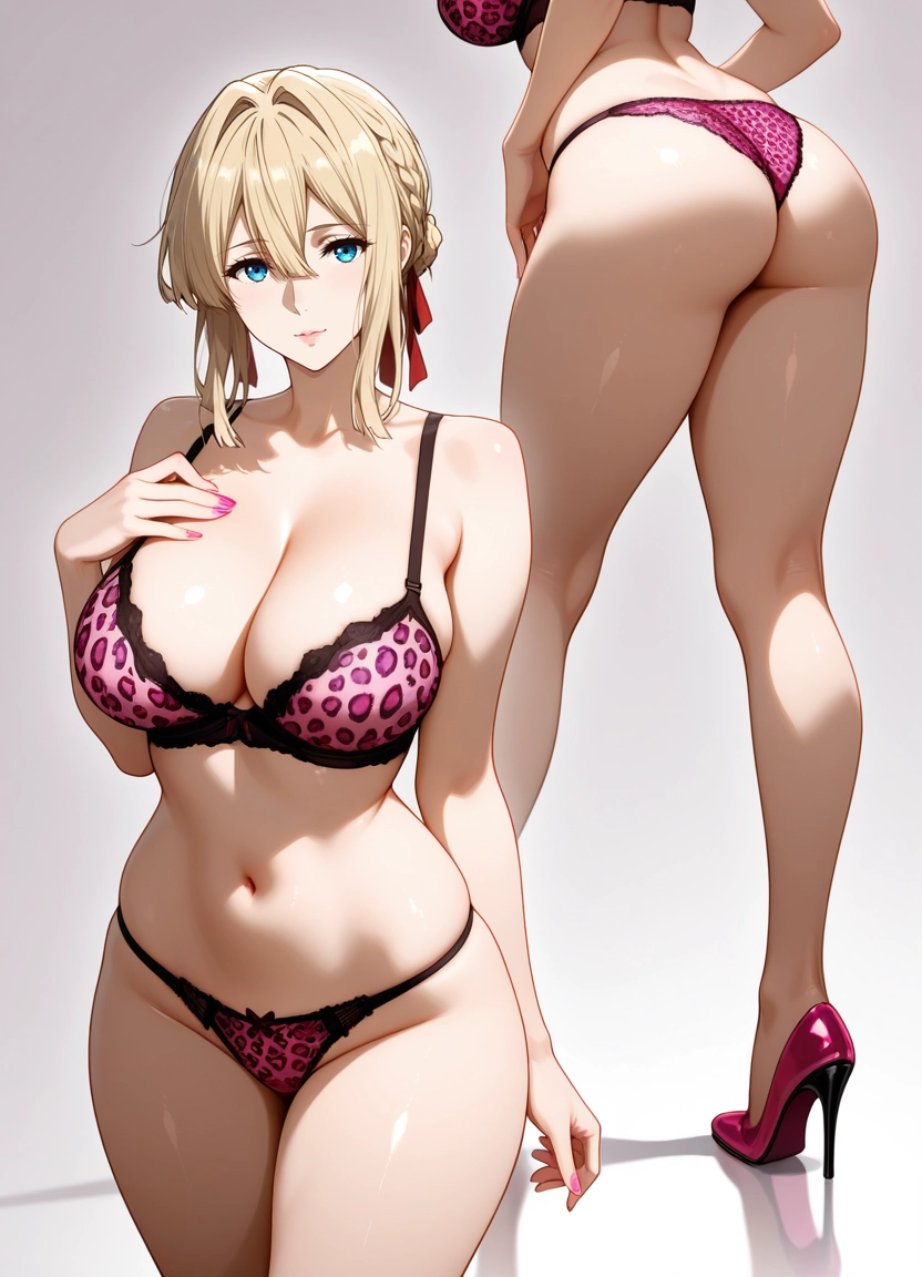 1girl, breasts, underwear, bra, ass, large breasts