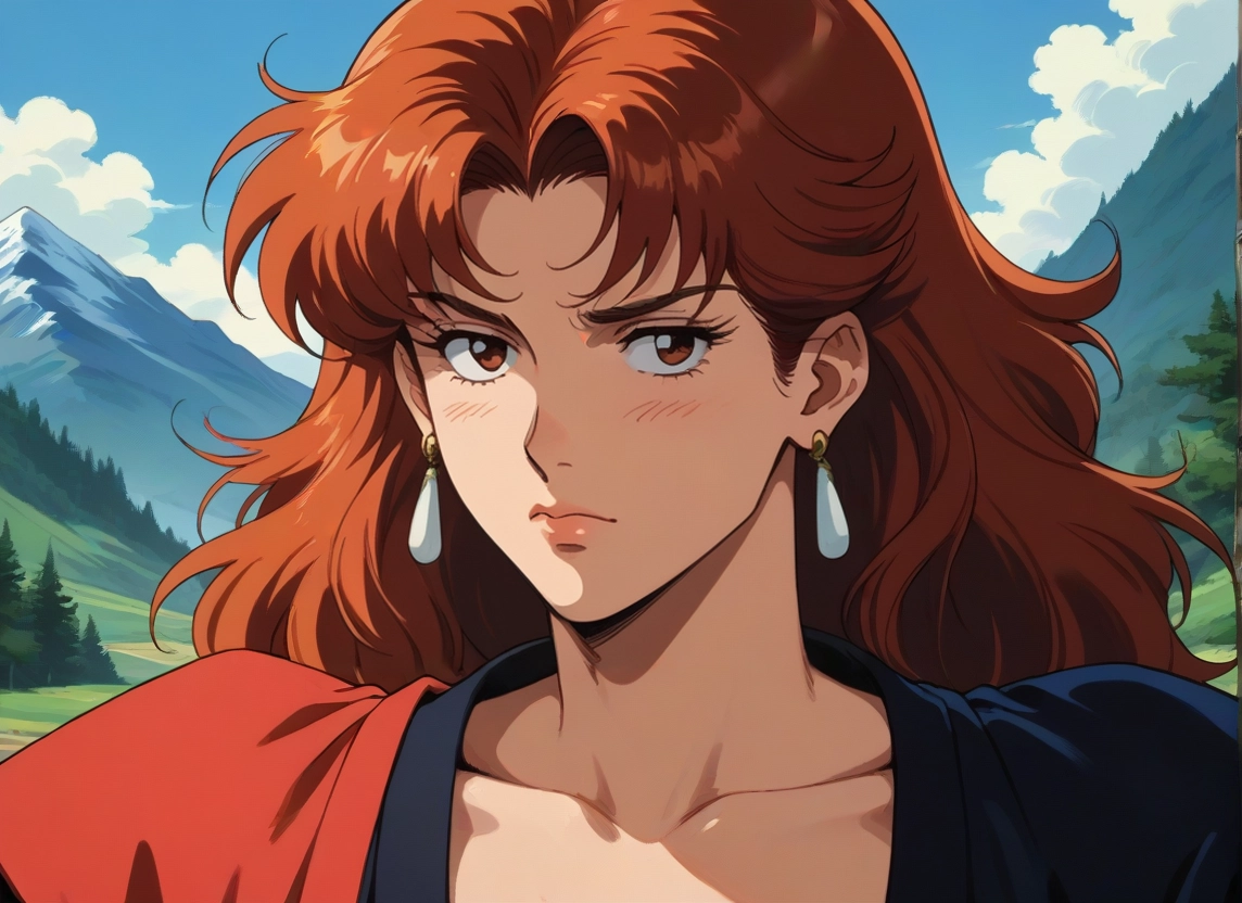 1girl, jewelry, earrings, solo, brown eyes, mountain · Yamete.gg