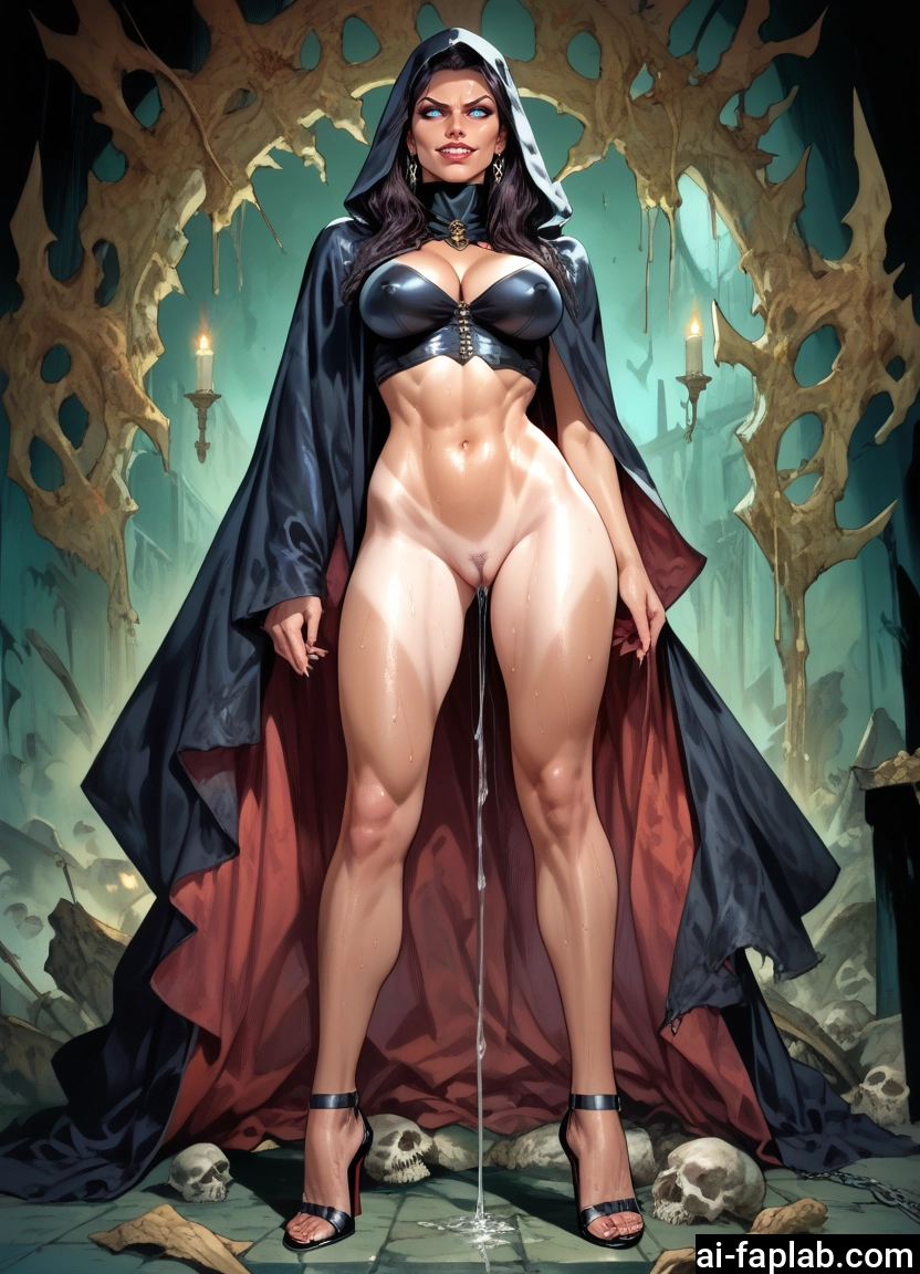 1girl, breasts, solo, skull, jewelry, high heels · Yamete.gg