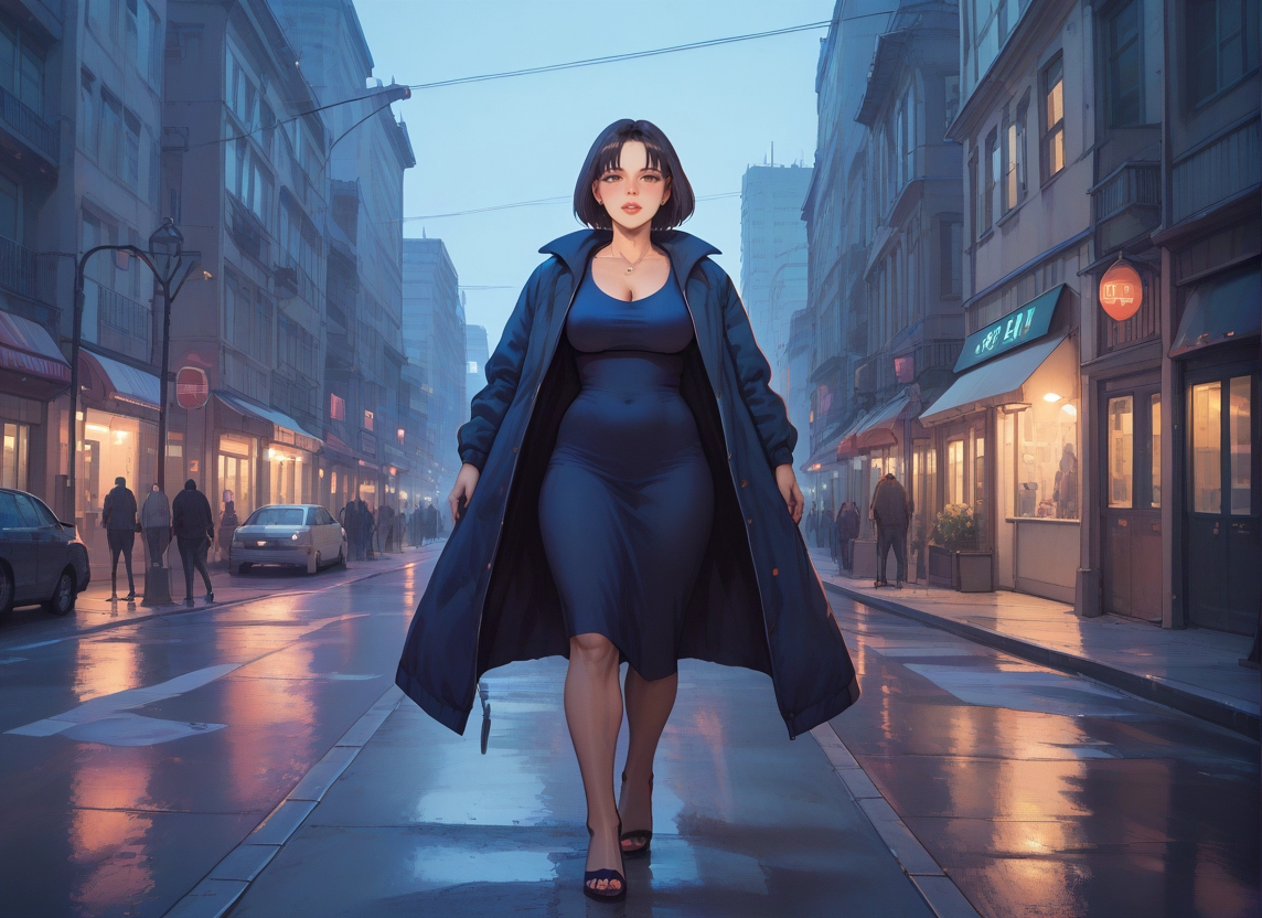breasts, 1girl, walking, street, road, outdoors · Yamete.gg