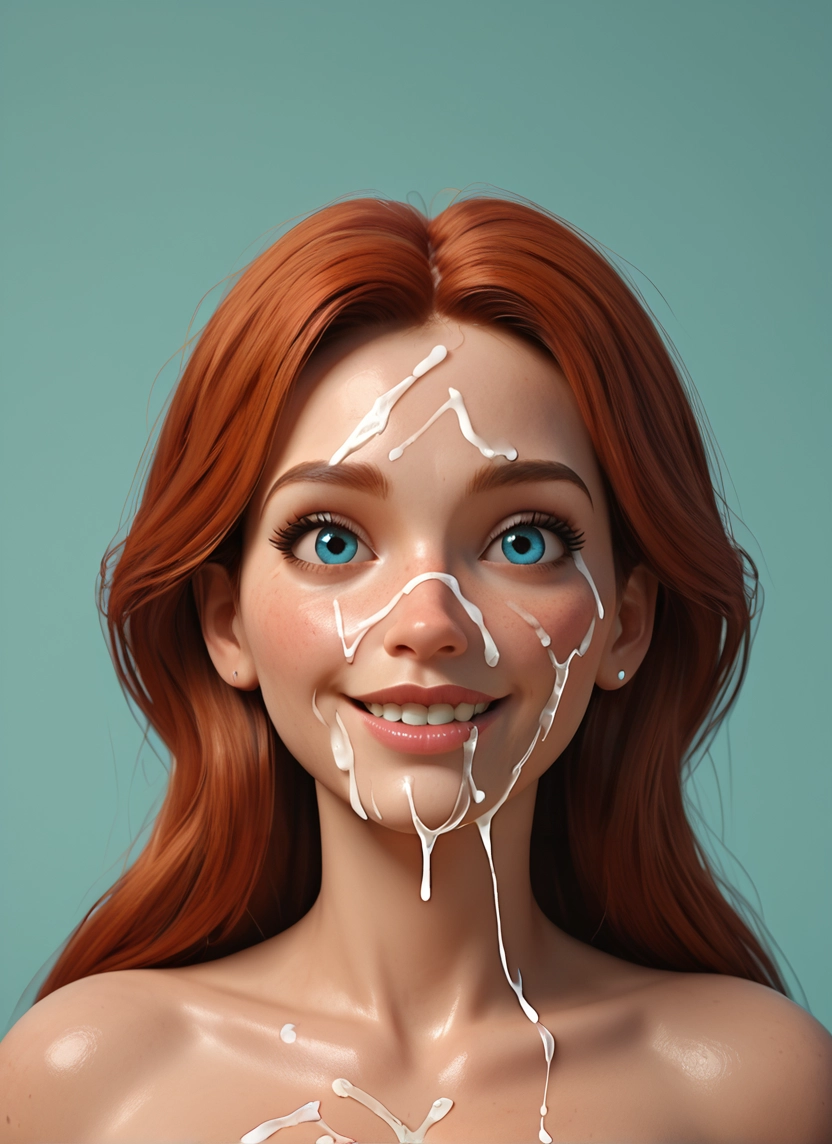 1girl, solo, cum, freckles, blue eyes, long hair · Yamete.gg