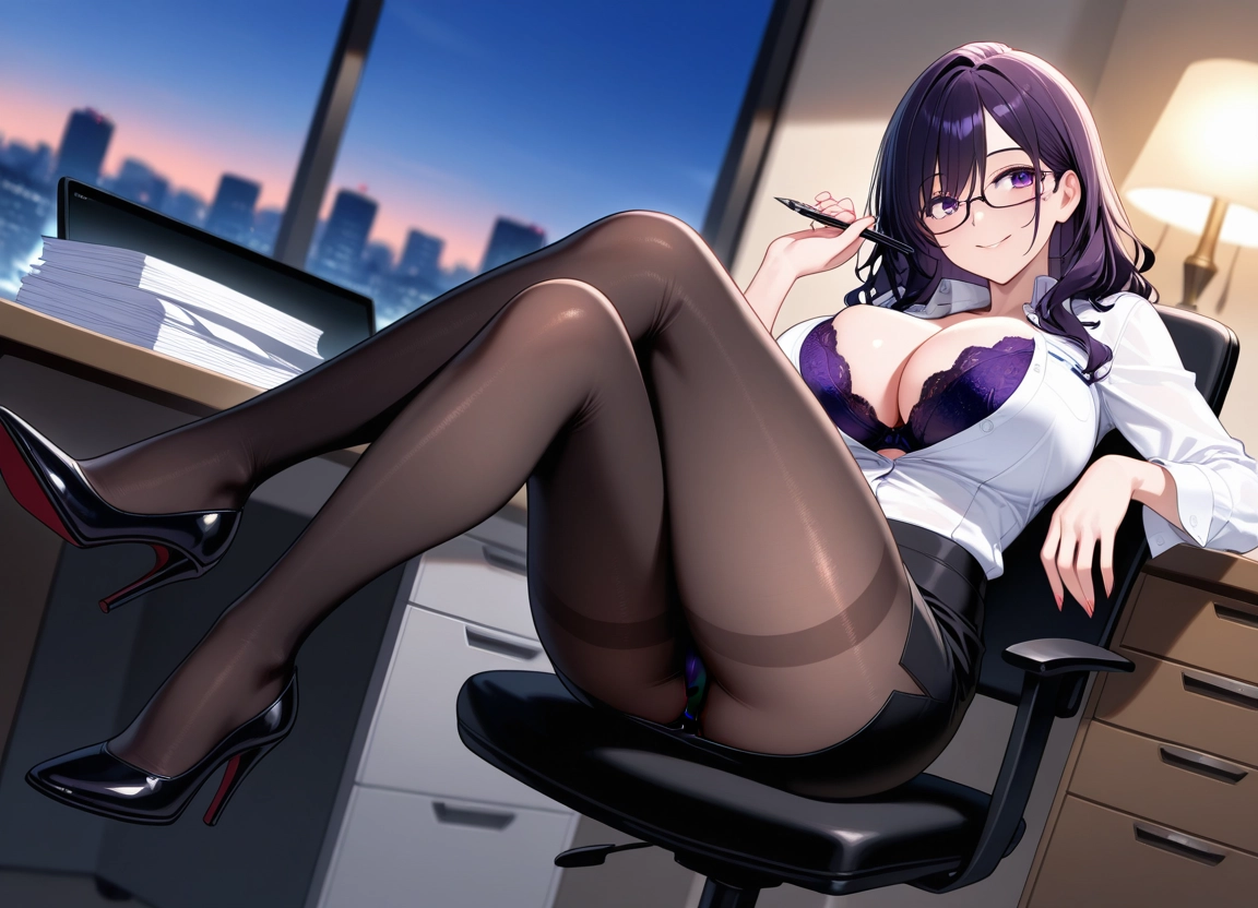 breasts, 1girl, pantyhose, underwear, bra, large breasts · Yamete.gg
