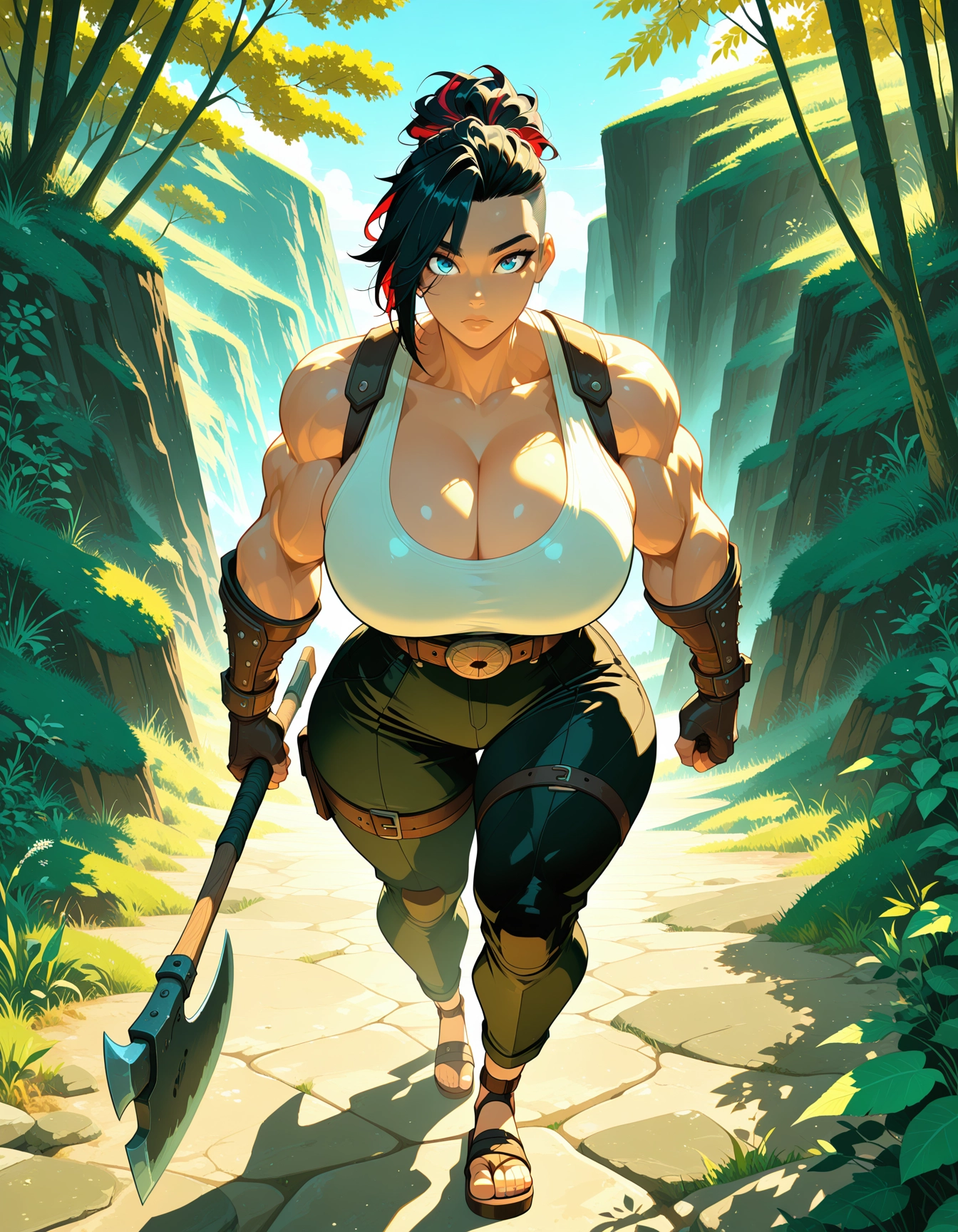 1girl, breasts, huge breasts, muscular female, solo, cleavage · Yamete.gg