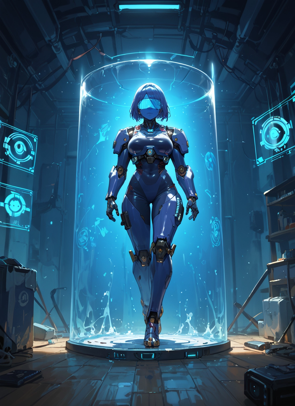 1girl, solo, short hair, bodysuit, breasts, visor · Yamete.gg