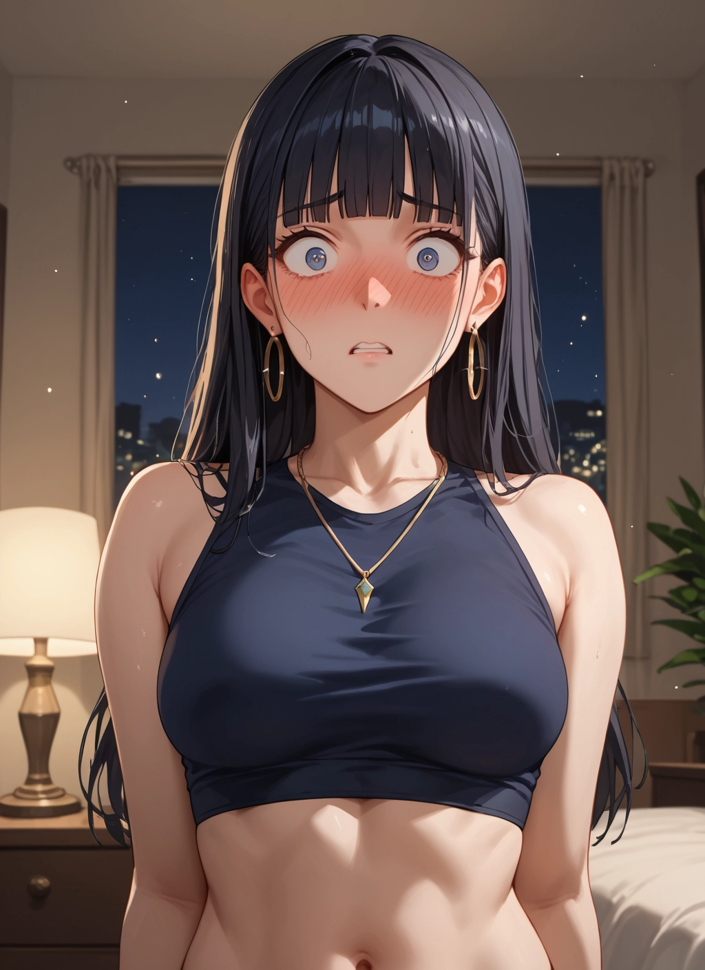 1girl, jewelry, earrings, breasts, long hair, blush · Yamete.gg