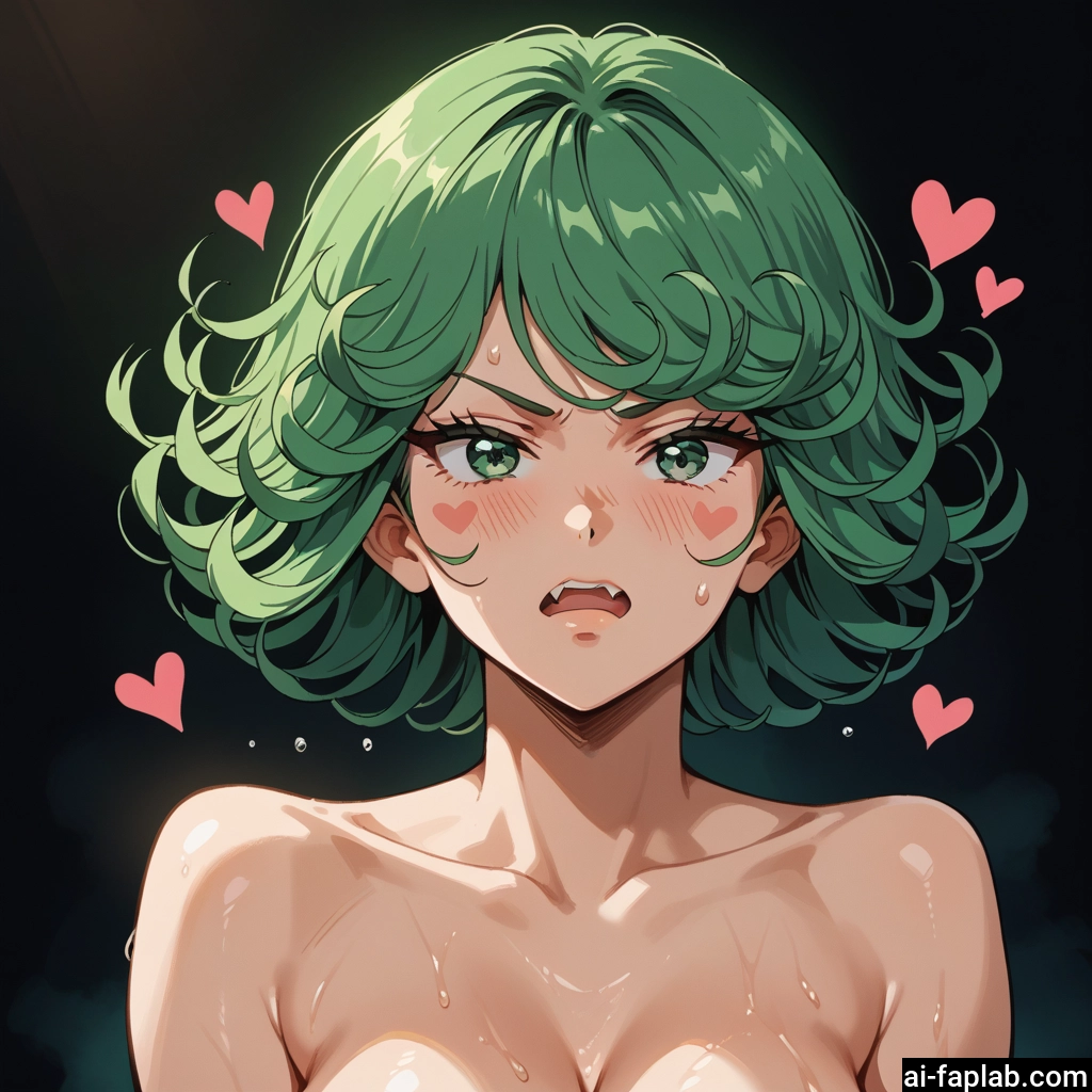1girl, green eyes, solo, breasts, green hair, heart