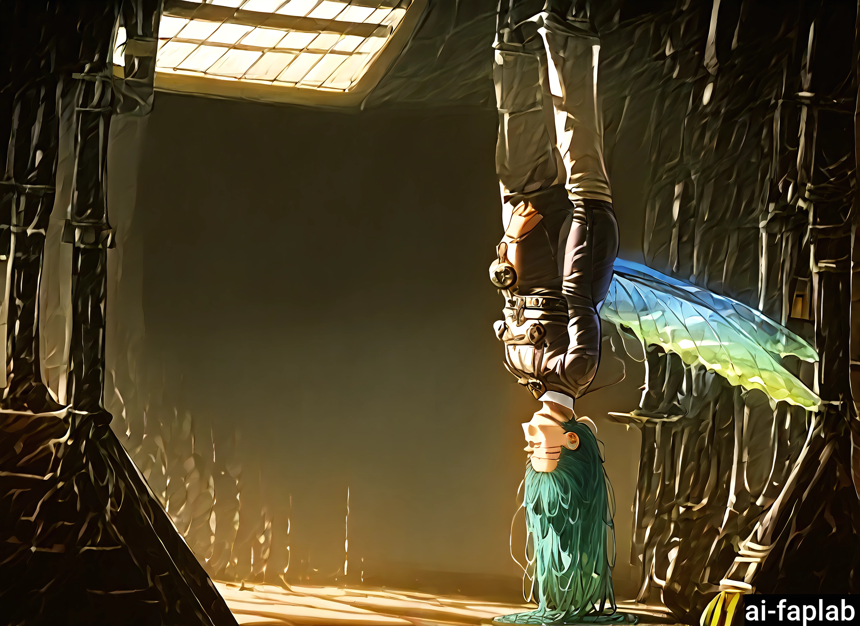 wings, upside-down, 1girl, 1boy, indoors, long hair · Yamete.gg