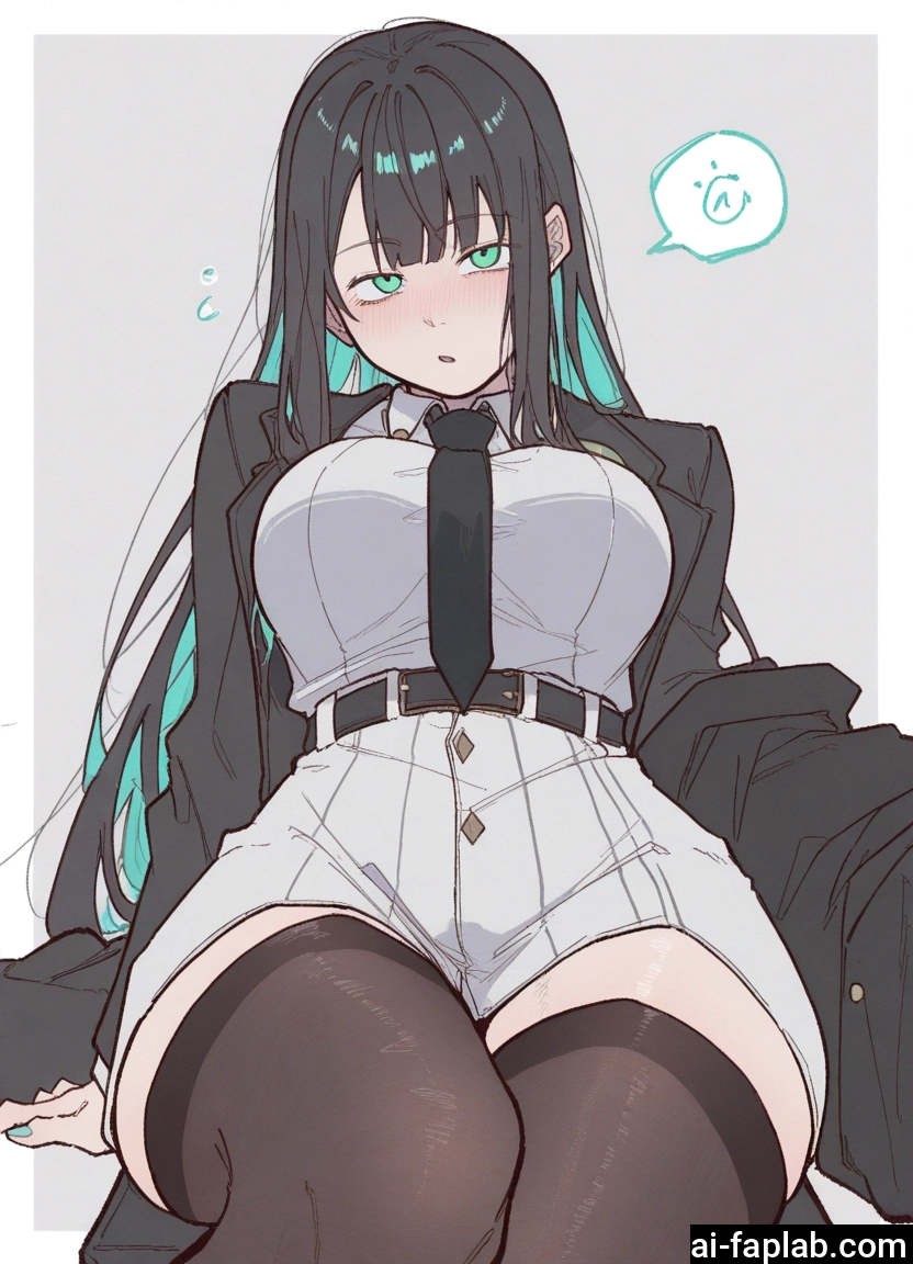 1girl, thighhighs, breasts, necktie, solo, long hair