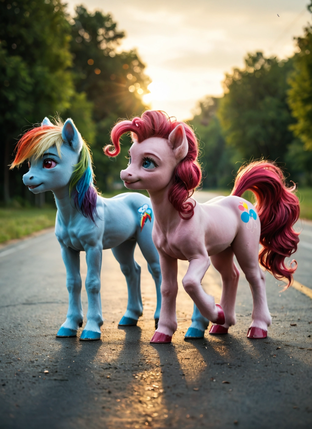 no humans, blue eyes, red eyes, cutie mark, horse, tree