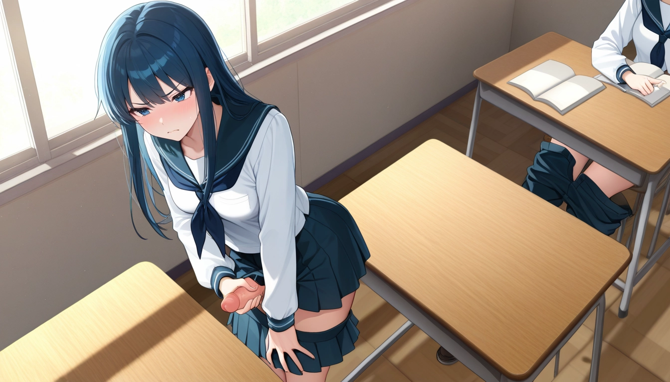 futanari, penis, school uniform, 2girls, white shirt, serafuku · Yamete.gg