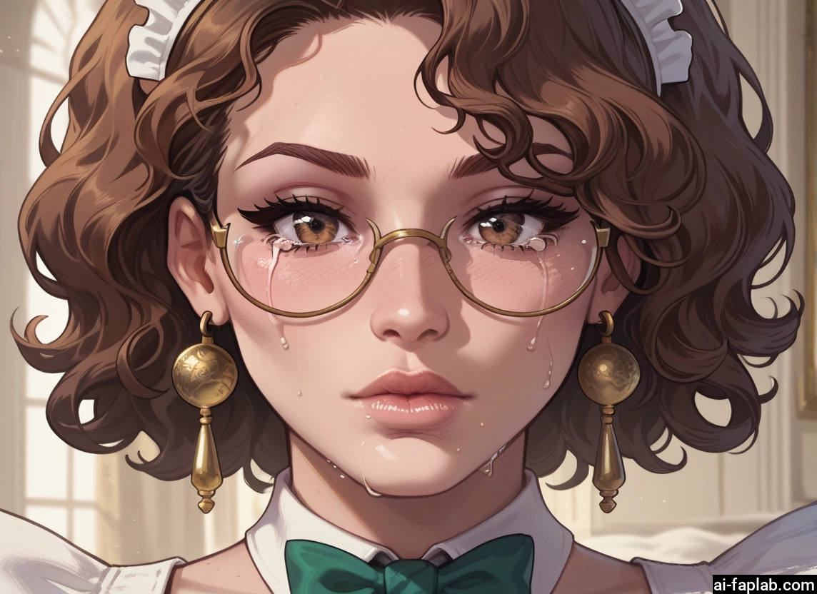 1girl, solo, jewelry, brown hair, earrings, tears · Yamete.gg