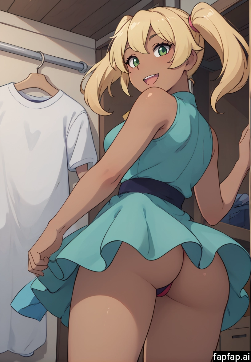 1girl, dress, ass, twintails, underwear, blonde hair · Yamete.gg