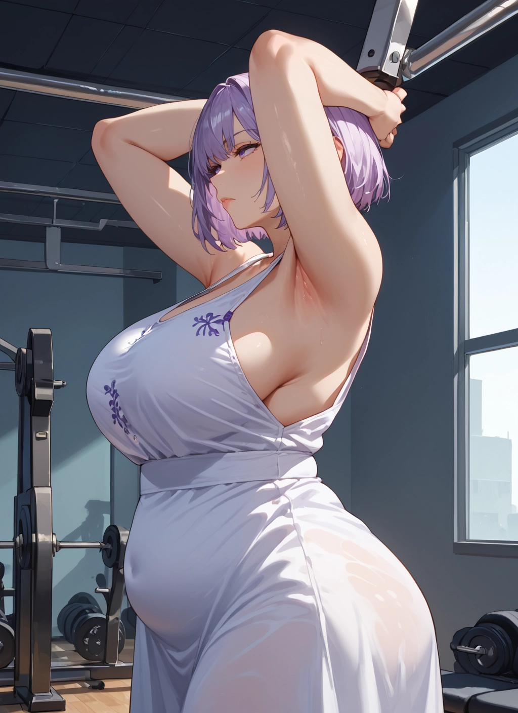 1girl, breasts, armpits, dress, short hair, solo · Yamete.gg