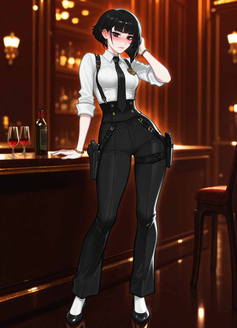 1girl, holster, gun, solo, handgun, weapon · Yamete.gg