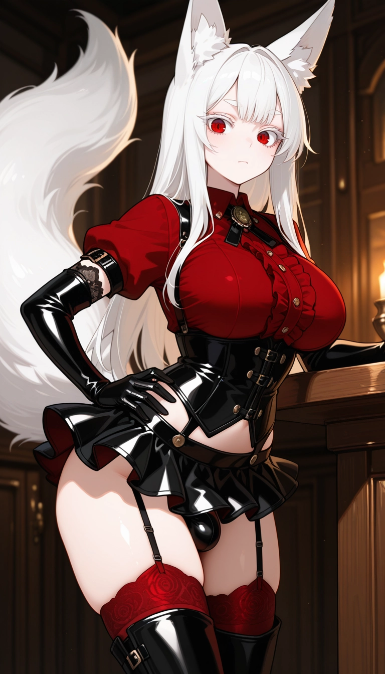 gloves, 1girl, garter straps, microskirt, elbow gloves, solo · Yamete.gg