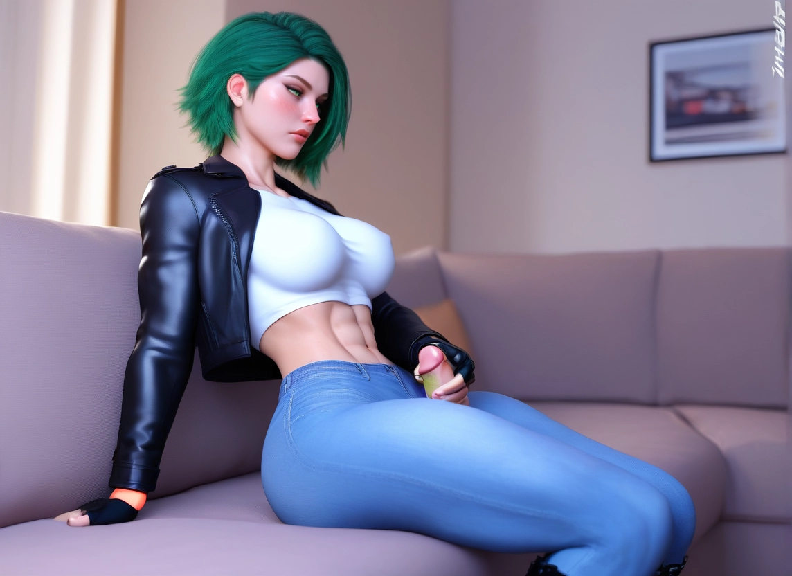 1girl, penis, breasts, pants, gloves, jacket · Yamete.gg