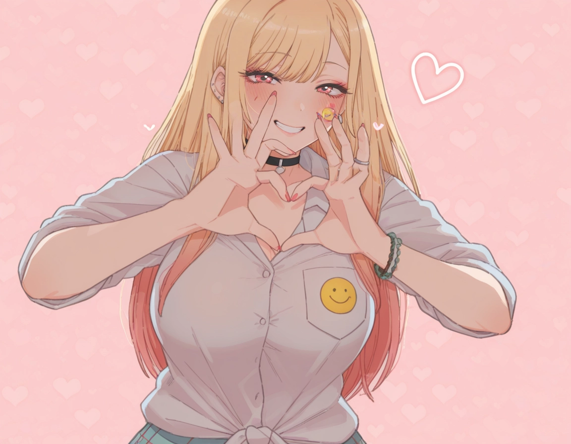 1girl, kitagawa marin, solo, shirt, blonde hair, choker · Yamete.gg