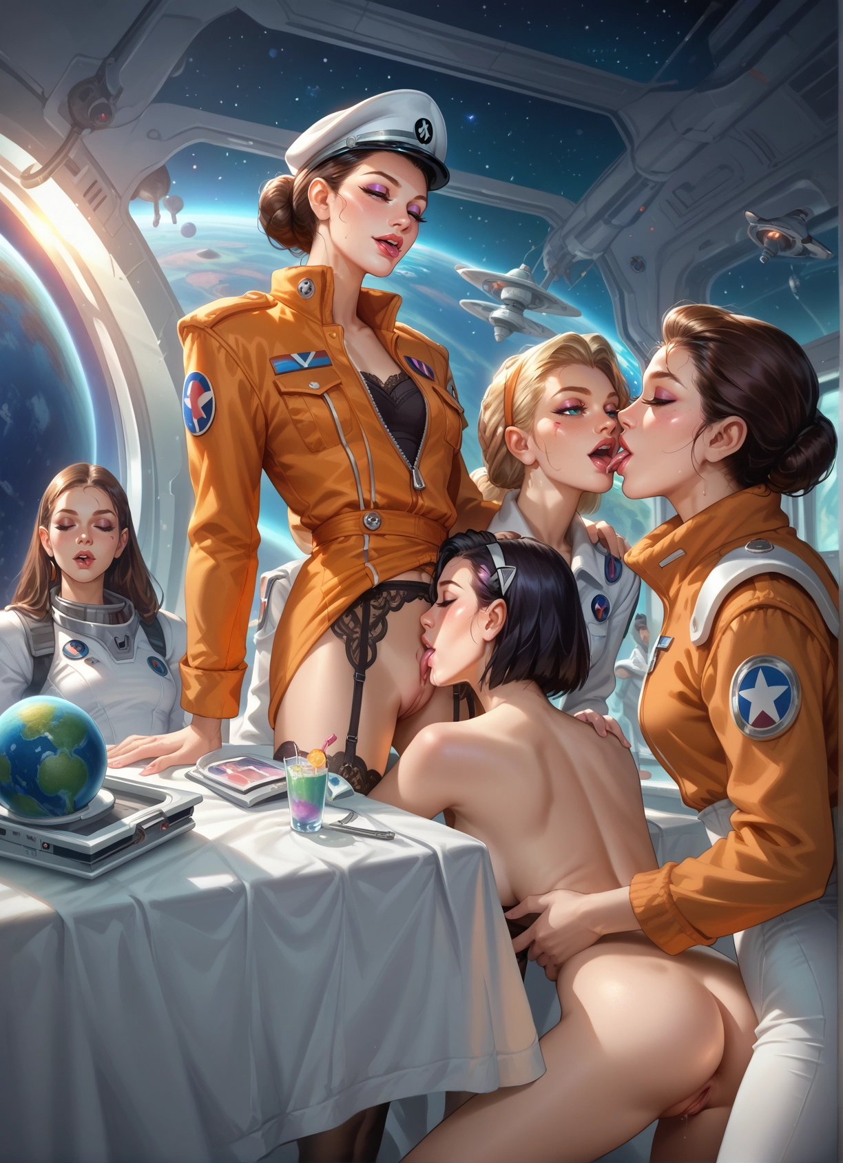 multiple girls, yuri, pussy, 4girls, oral, ass · Yamete.gg