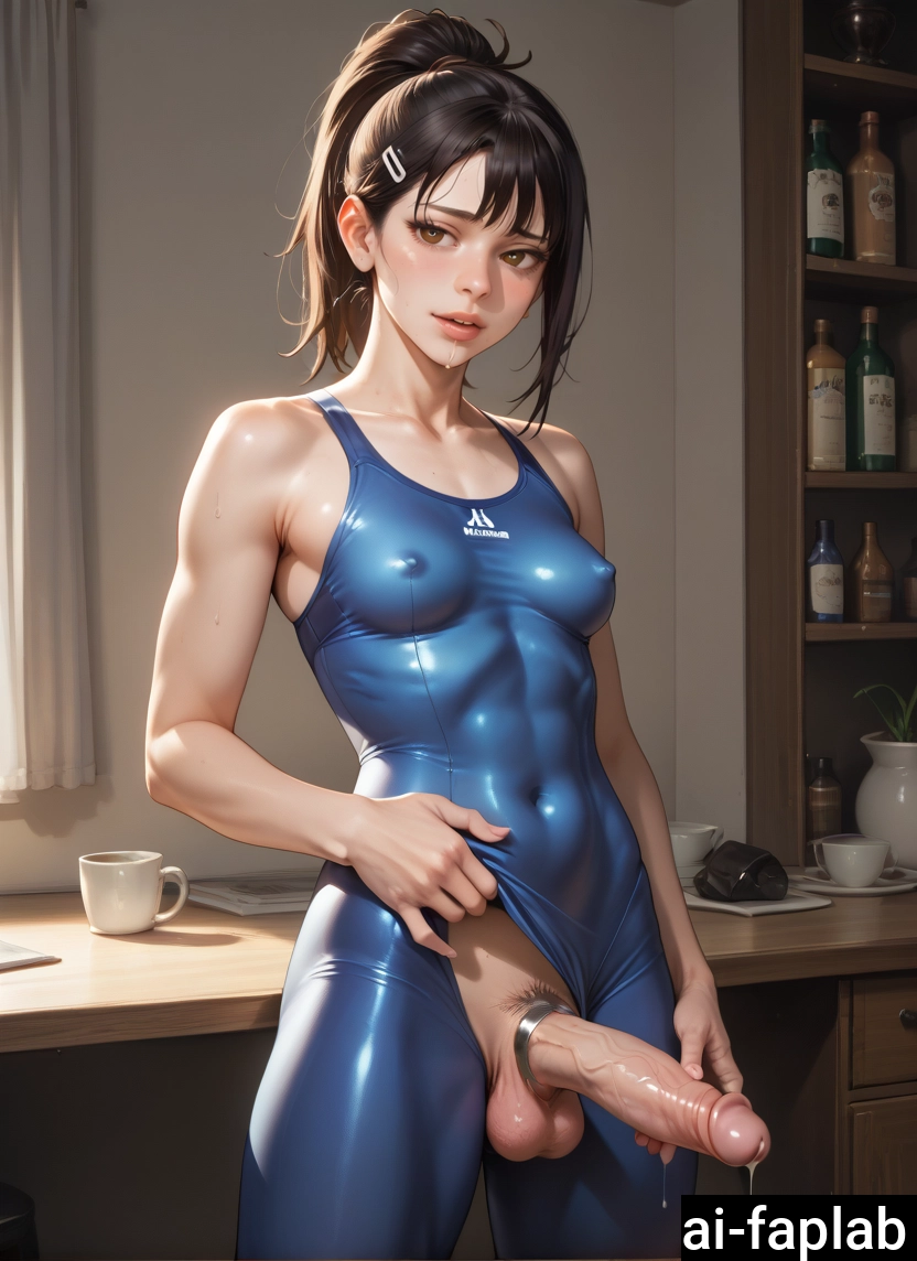 penis, solo, 1girl, breasts, futanari, covered nipples · Yamete.gg