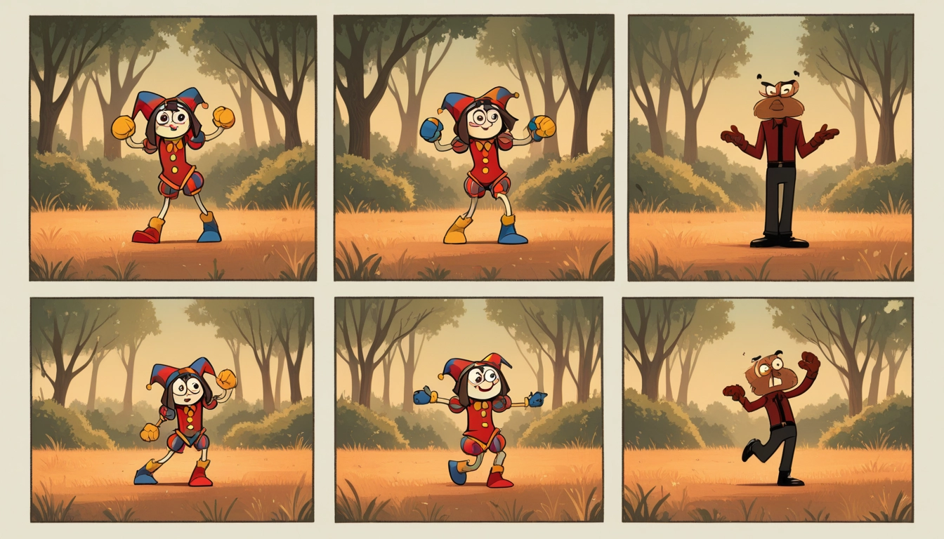 1boy, comic, tree, silent comic
